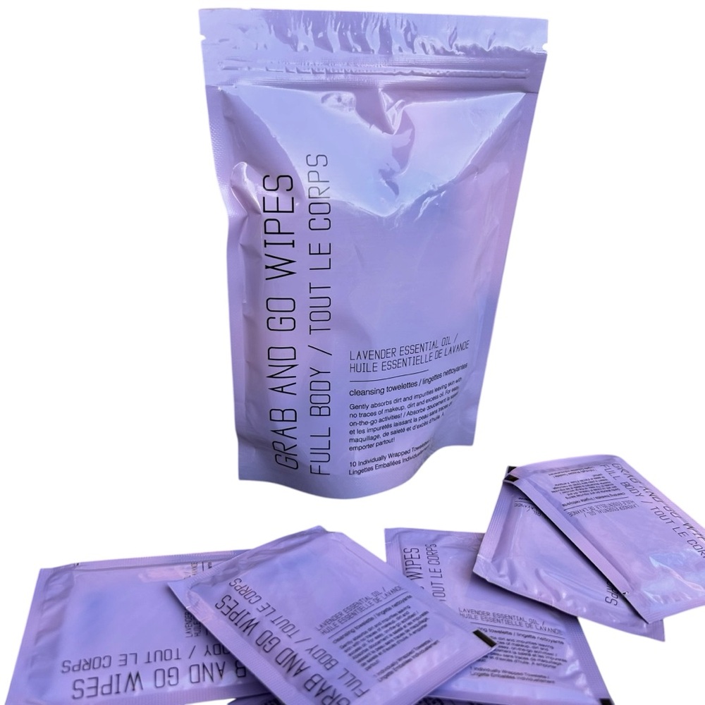 Grab And Go Wipes Pack - Lavender Cleansing Towelettes NEW PC